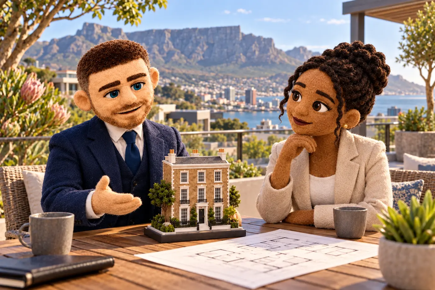 Felt Jack discussing a UK townhouse with a South Africa-based professional overlooking Cape Town and Table Mountain