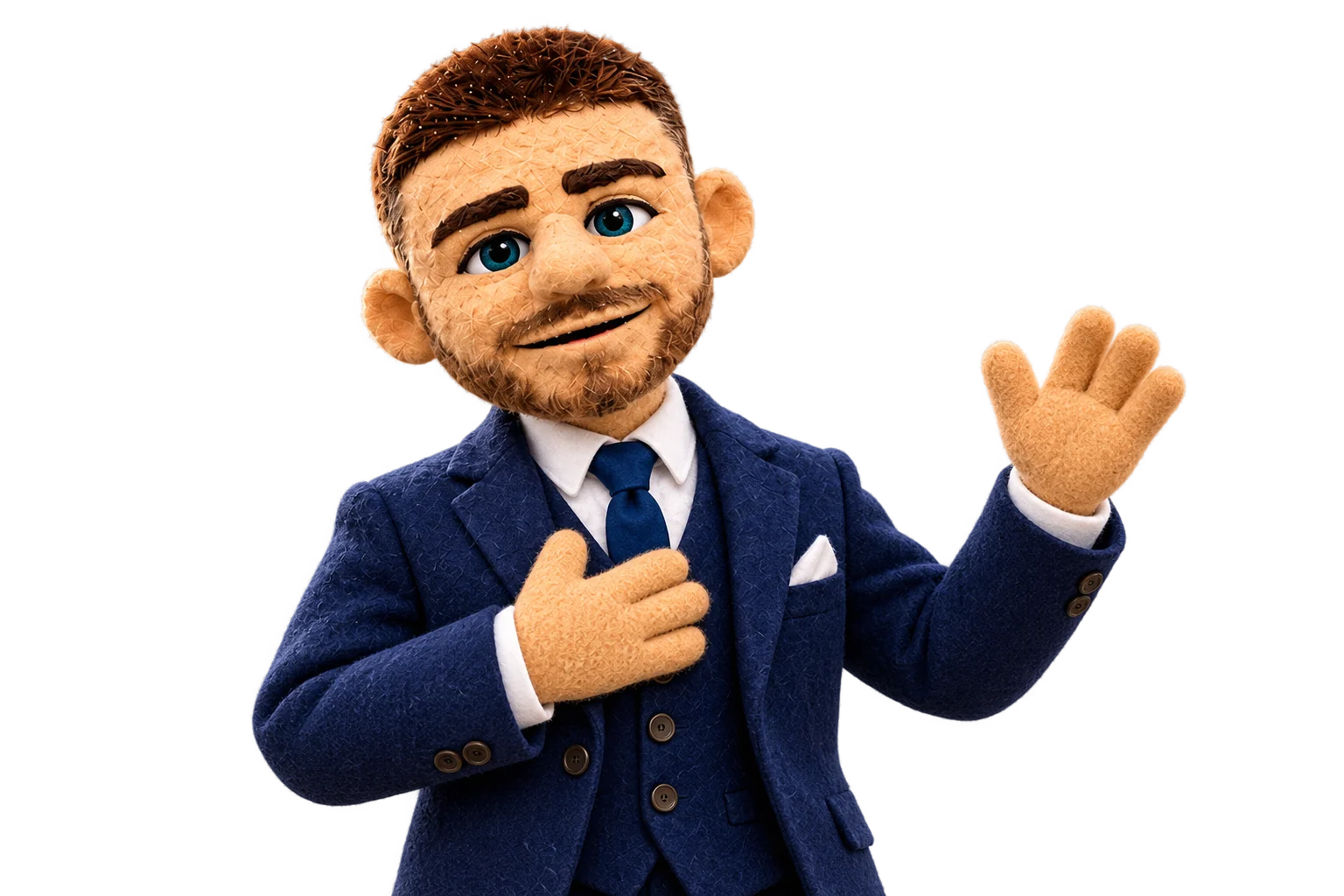 Jack’s puppet waving with a hand over his heart in thanks