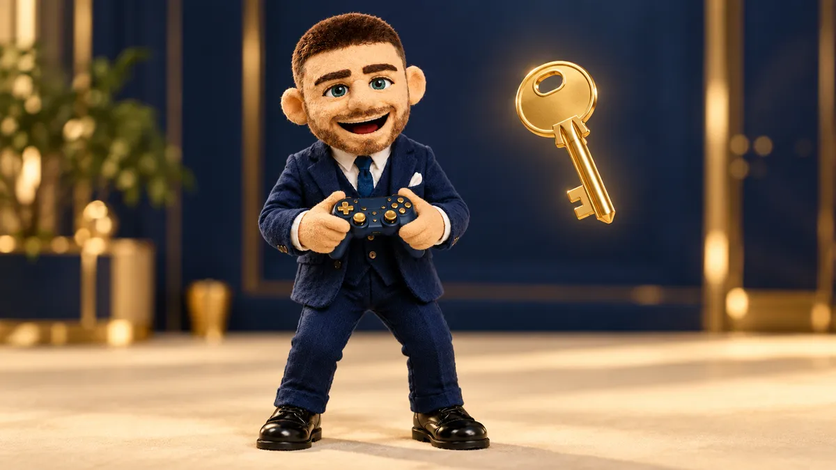 Puppet Jack holding a game controller